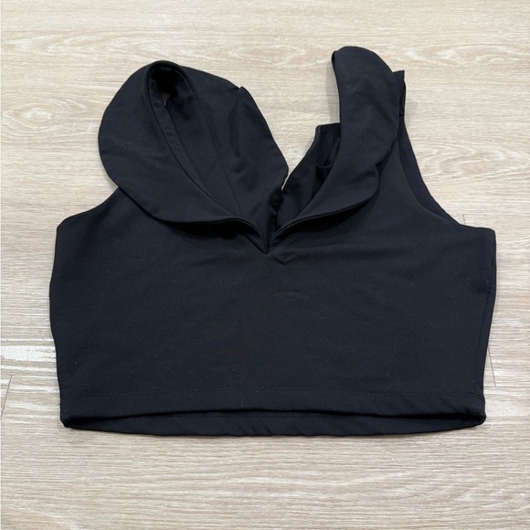 NWOT Susana Monaco Black Flutter Sleeve Crop Tank Top - Picture 4 of 4